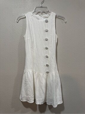 NWT Altar'd State Elouise White Drop Waist Linen Blend Mini Dress XXS